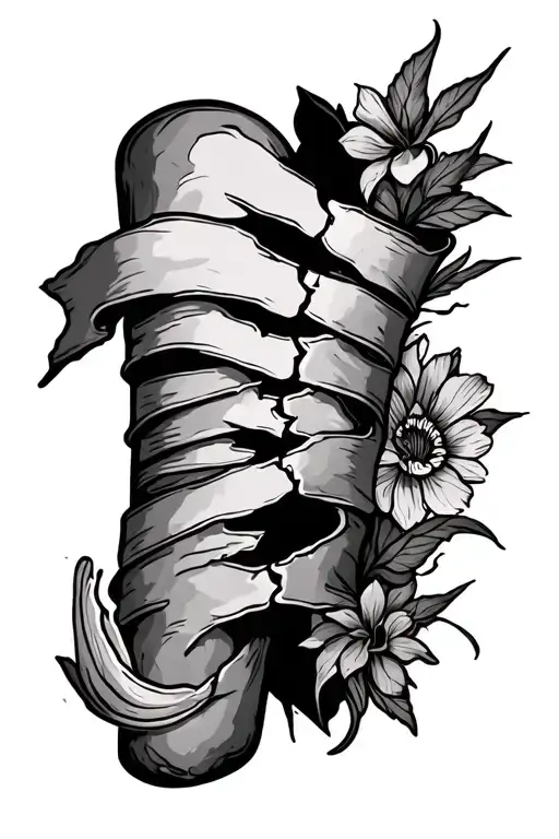 Broken leg tattoo - Variation 2