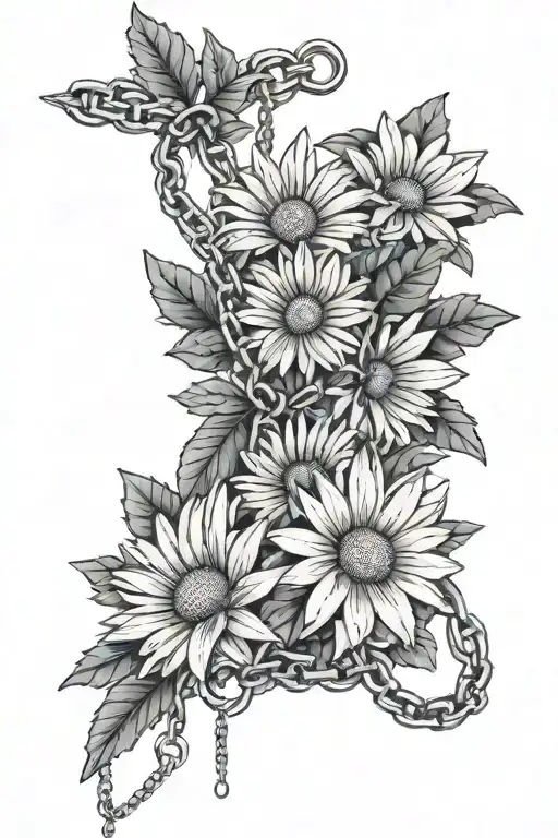 daisies, holly flower bouquet with chains