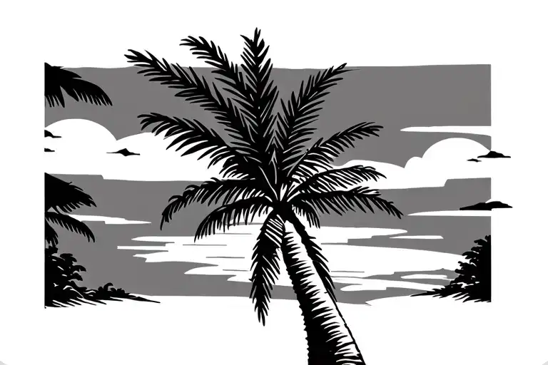 palm tree and a sunset - Variation 2