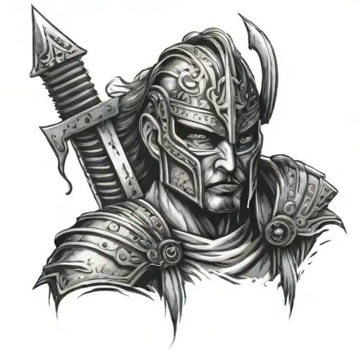 warrior with mask on face with knifes - Variation 2