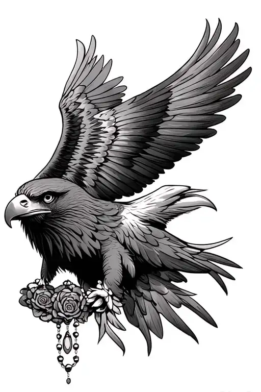 head of an eagle with rosary - Variation 2