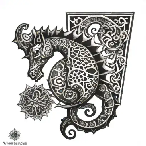 seahorse portuguese caravel square triangle circle - Variation 2