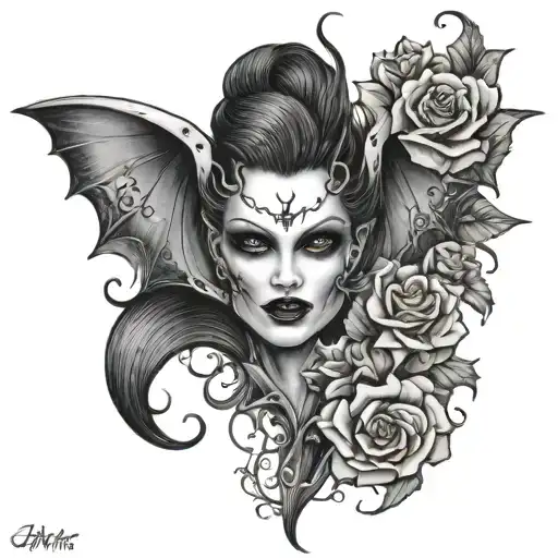 vampire related inner thigh tattoo no flowers