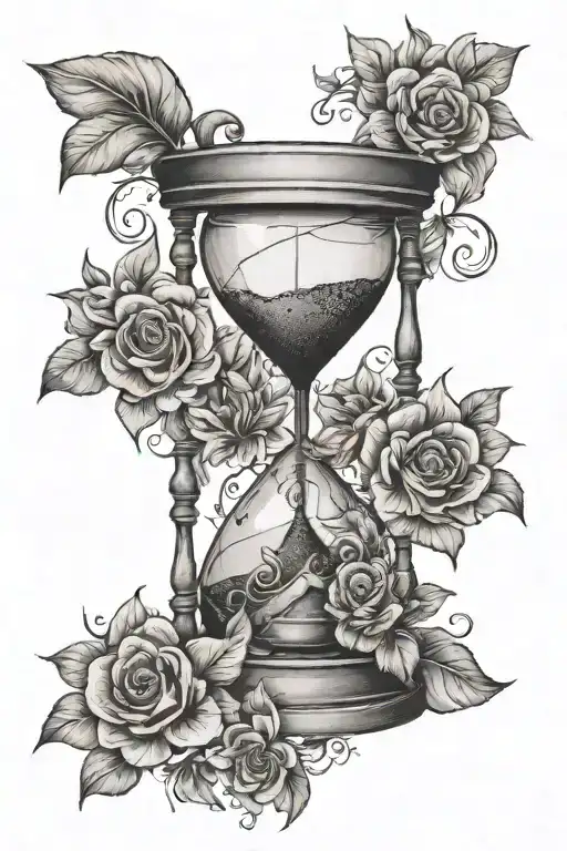 an hourglass being stopped by a flower - Variation 2