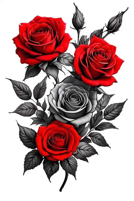 lots of black and red roses