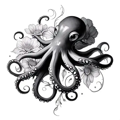 Coverup Space With octopus  flowers  - Variation 5