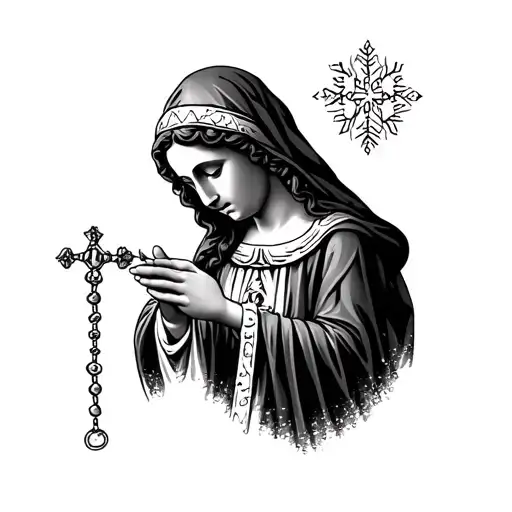 santa maria holding rosary beads - Variation 2
