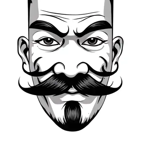 old japanese face with moustache - Variation 2