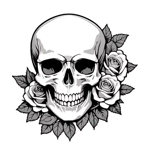 flash skull and roses blooming - Variation 2