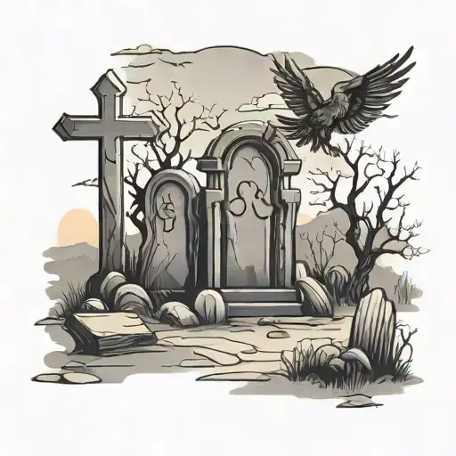 tombstones graveyard scene