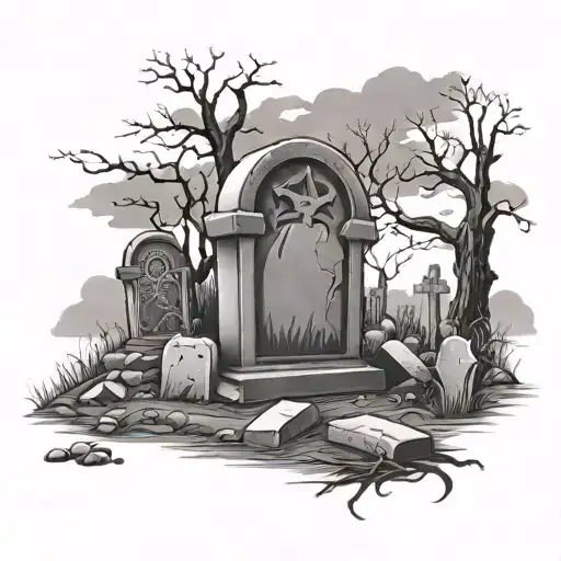 tombstones graveyard scene - Variation 4