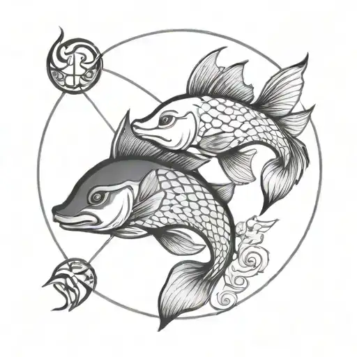 pisces x taurus zodiac sign intertwined simple tattoo