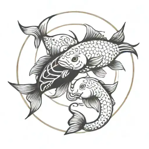 pisces x taurus zodiac sign intertwined simple tattoo - Variation 2