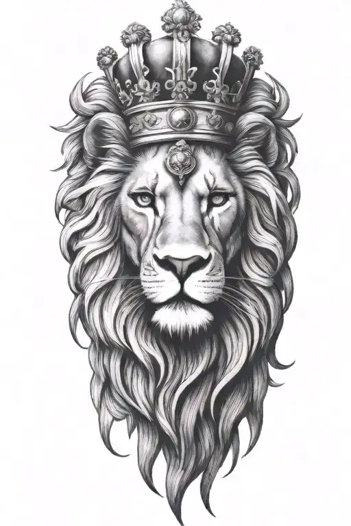 crowned lion face - Variation 6