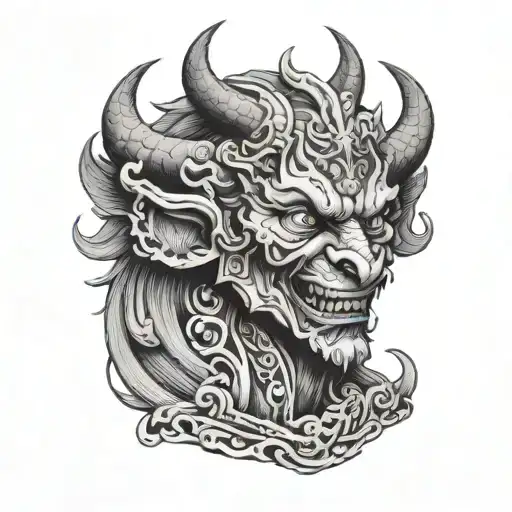 Irezumi tattoo cuello demonio - Variation 2