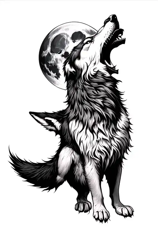 wolf howling at the moon - Variation 4