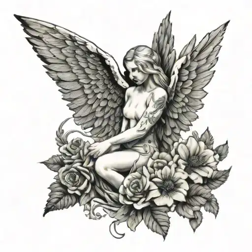 Sleep token take me back to eden angel creature in front of take me back to eden album cover, sleep token logo above - Variation 3