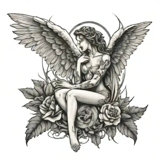 Sleep token take me back to eden angel creature in front of take me back to eden album cover, sleep token logo above - Variation 4