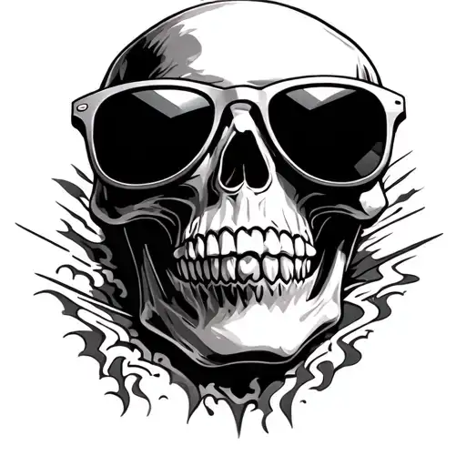heavy metal skull wearing sunglasses
