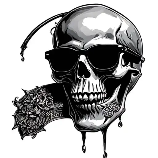 heavy metal skull wearing sunglasses - Variation 2